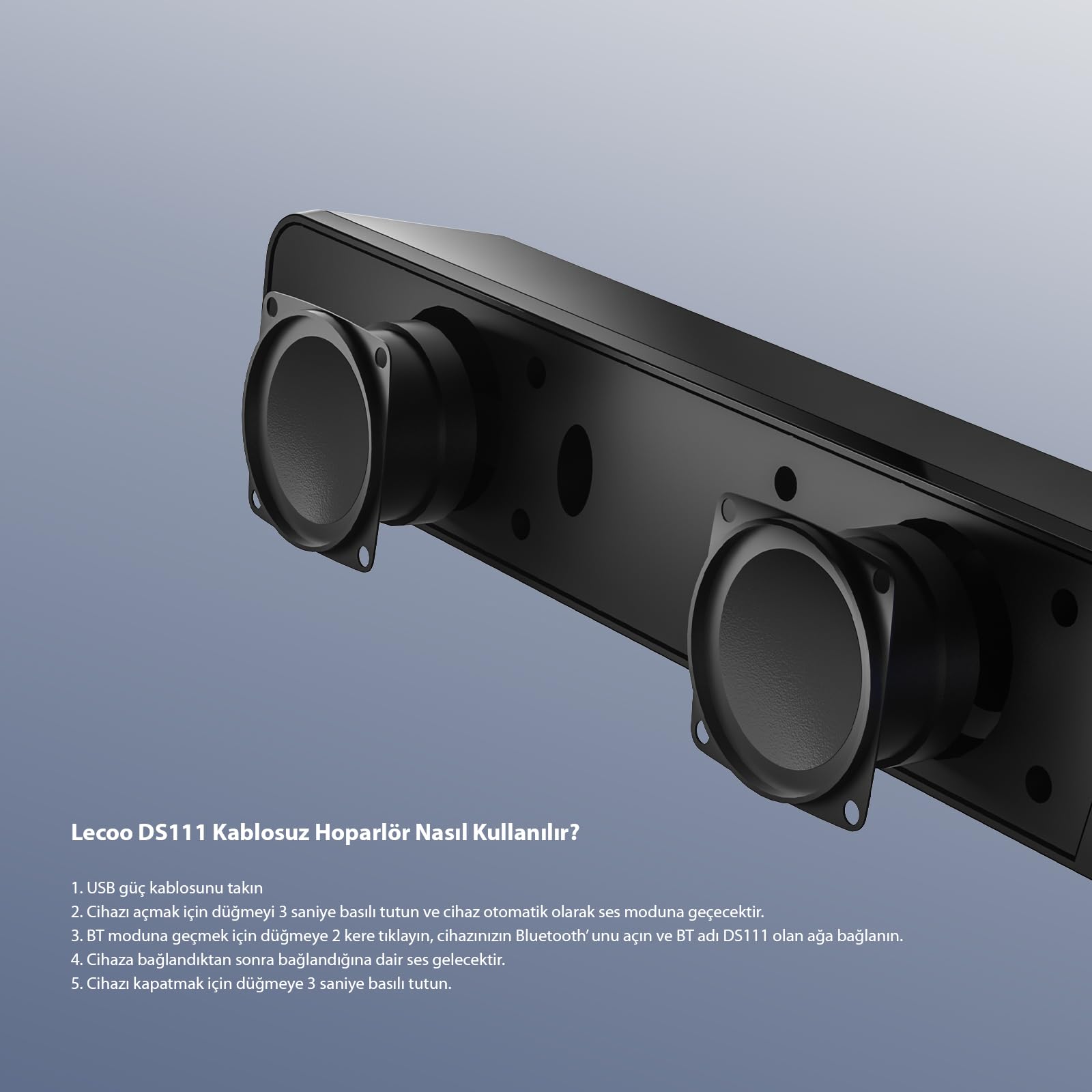 Lecoo DS111 6W Bluetooth + Kablolu Hoparlör - Bluetooth ve Kablolu Kullanım, Masaüstü, PC, TV, Laptop Uyumlu, 360° Surround Ses, 10m Kullanım Mesafesi, Soundbar Taşınabilir Speaker Hoparlör Siyah