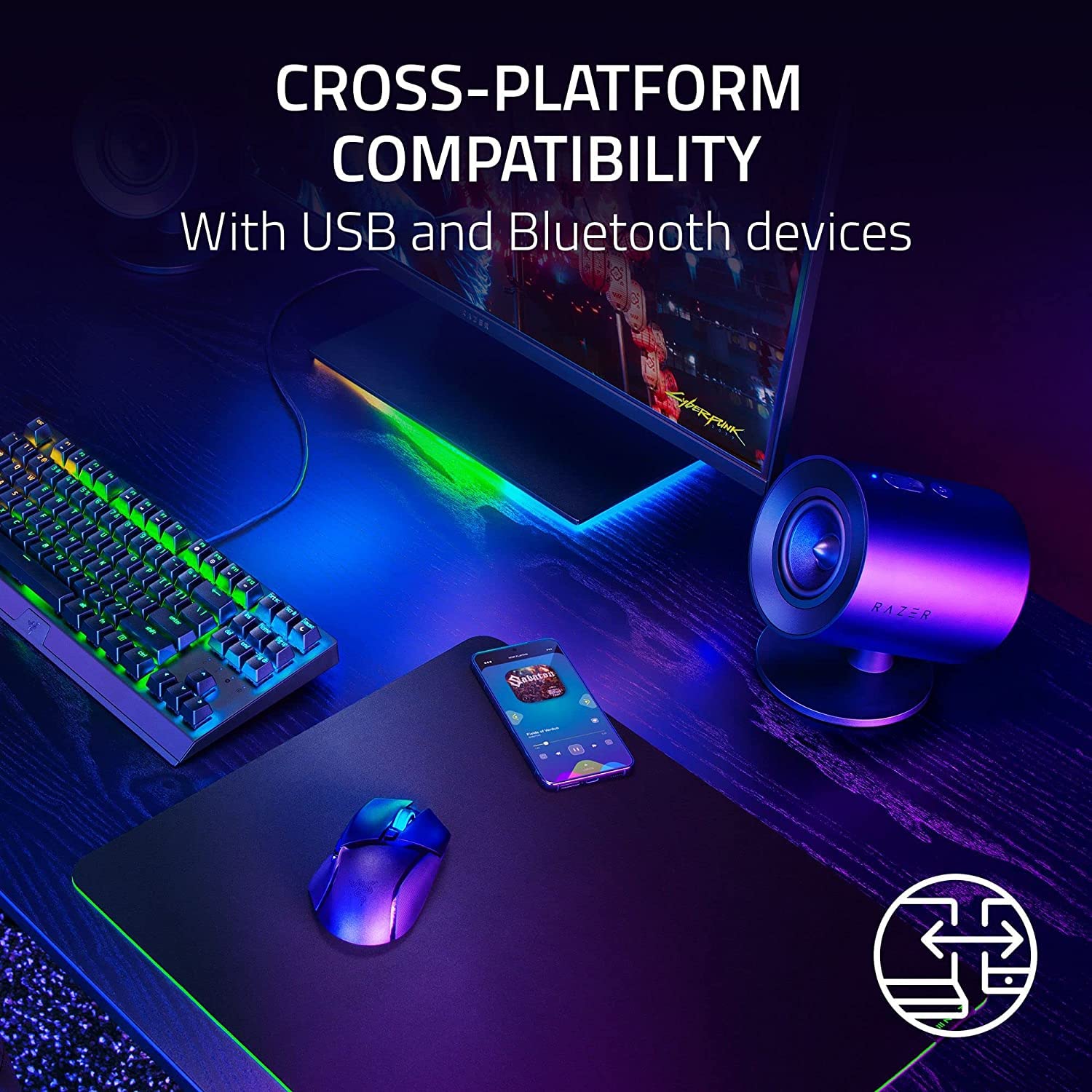 Razer Nommo V2 X - PC için tam aralıklı 2,0 oyun hoparlörü (İki adet 3 inç tam aralıklı sürücü, THX