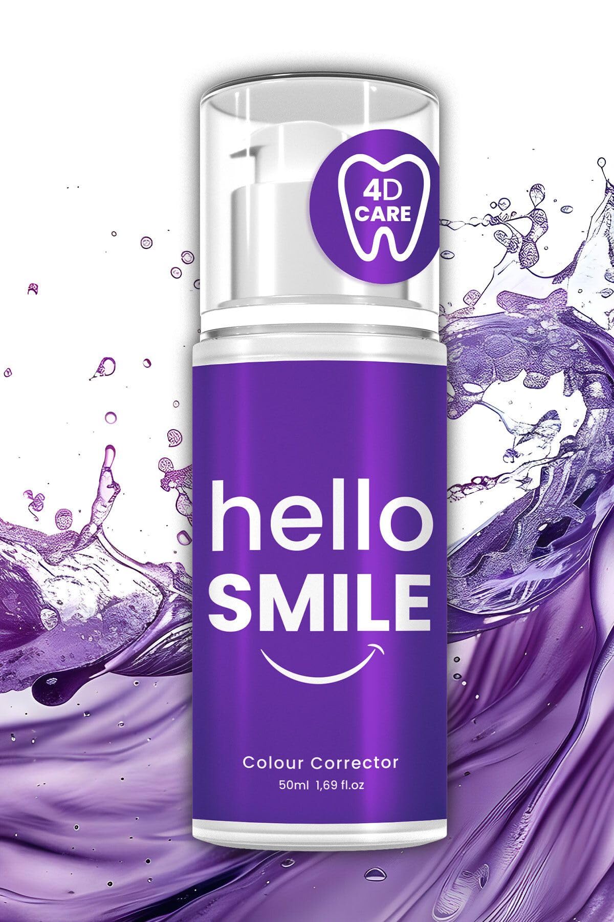 Hello Smile Anında Beyazlatıcı Diş Jeli, Plak ve Leke Karşıtı, Ferah Nefes & Günlük Ağız Bakımı, 50 ML (50 ML, Mor Renk)