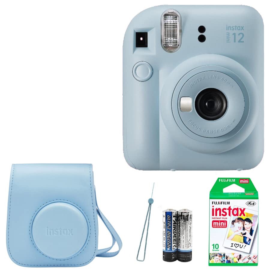 Instax Fujifilm Mini 12 Fotoğraf Makinesi+Askı+pil +10'lu film+Çanta (MAVİ)