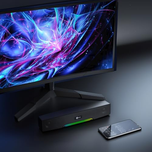 Lecoo DS109 10W Bluetooth Kablosuz RGB Aydınlatmalı Hoparlör - Masaüstü, PC, TV, Laptop Uyumlu, USB/SD Kart/AUX Girişi, 360° Surround Ses, Mikrofonlu Taşınabilir Soundbar Siyah