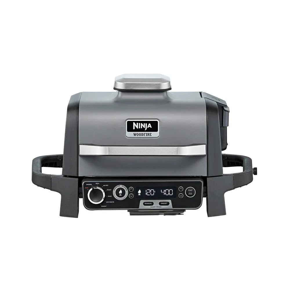 Ninja Woodfire Elektrikli BBQ Grill Smoker, 2400W, 7 Pişirme Fonksiyonu, Izgara, Smoker, Air Fry, Kızartma, Pişirmek, Yeniden Isıtma, Dehidrat, Led Gösterge, Tütsüleme