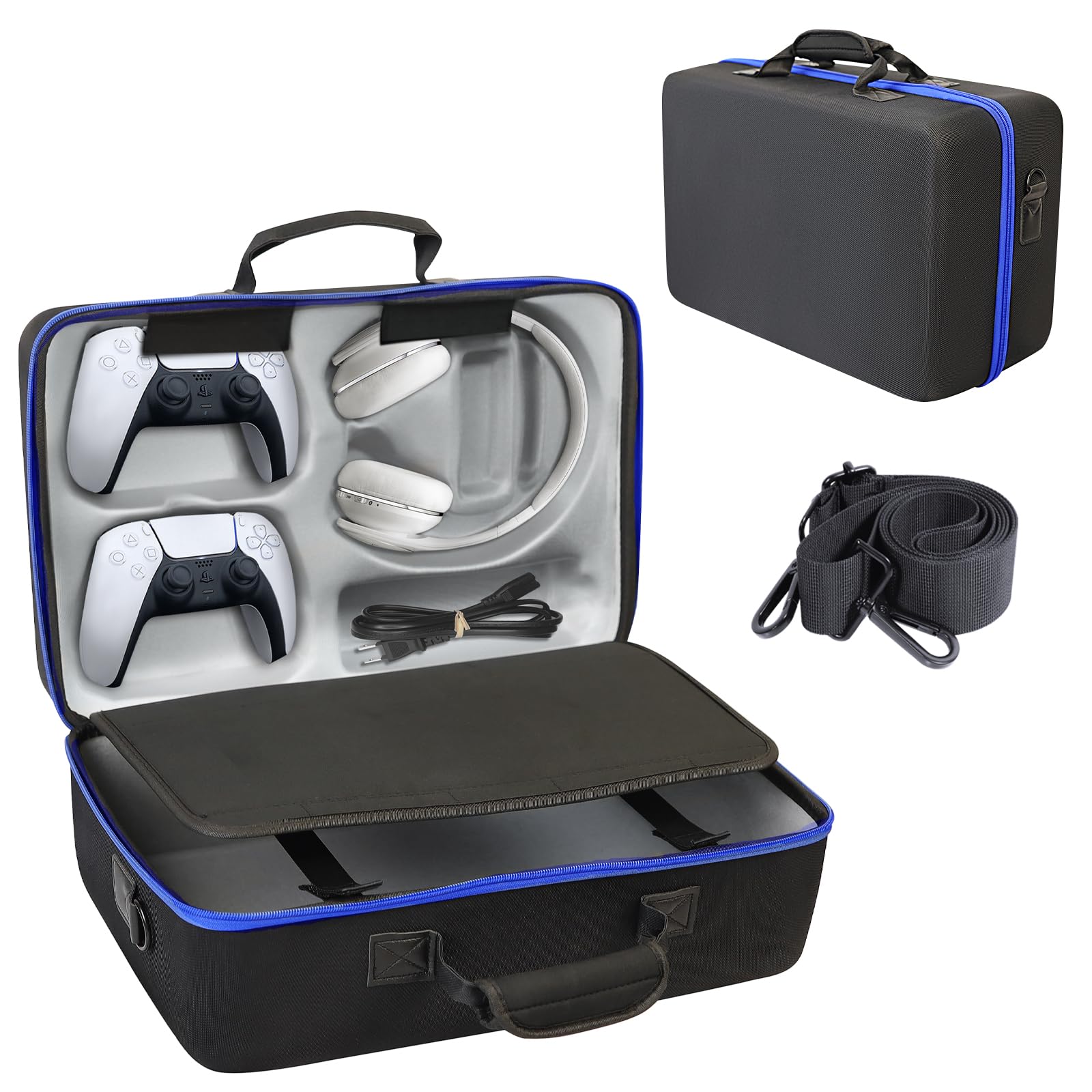ZORETCO Carrying Case Compatible with PS5，Hard-Shell Travel Bag Holds PlayStation 5 Console，Wireless DualSense Controllers，Base，Games and Accessories