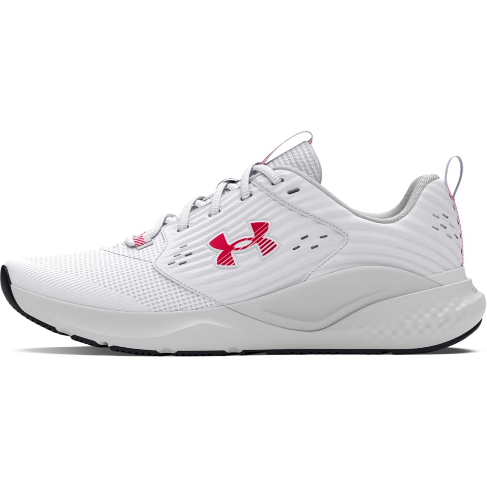 Under Armour Erkek UA Charged Commit TR 4 Koşu Ayakkabısı, White/Distant Gray/Red, 41 EU