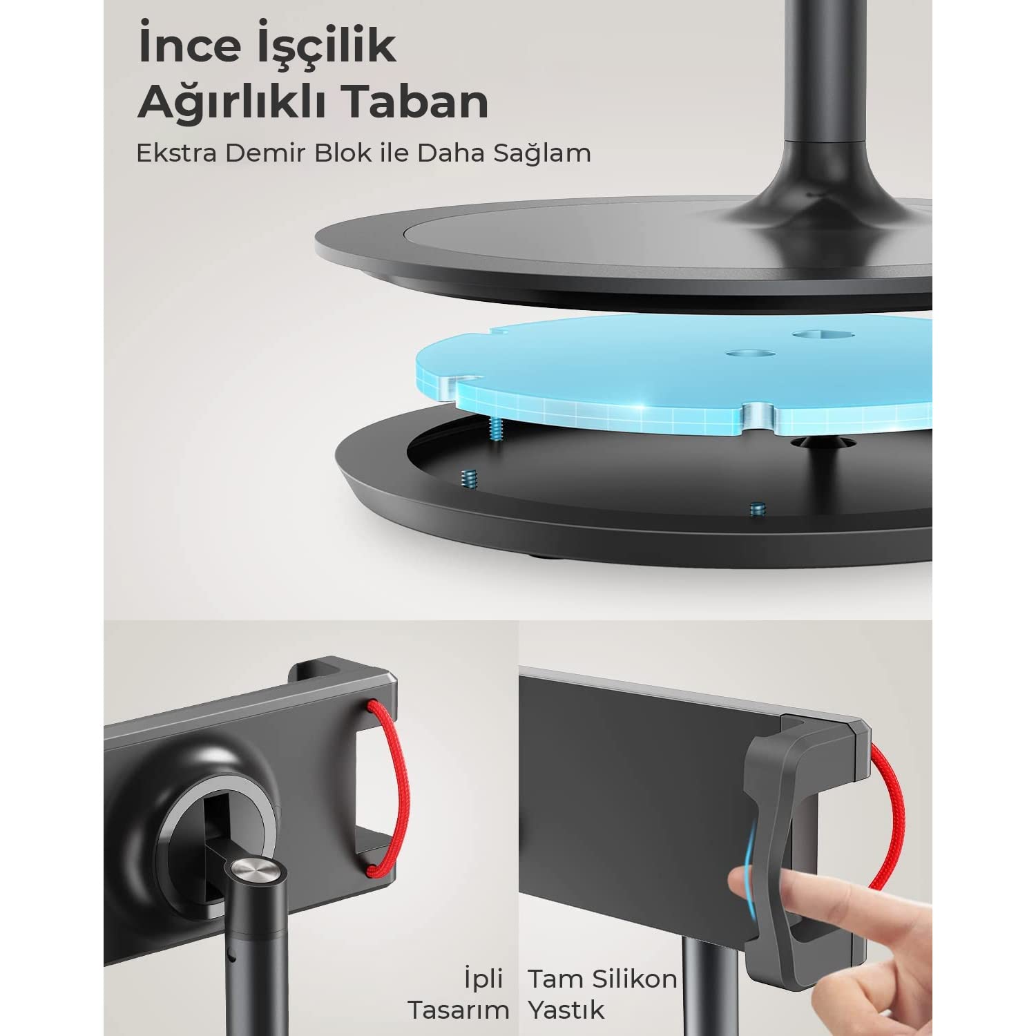 Bix Saiji S3E 360° Ayarlanabilir Tablet ve Telefon Tutucu Stand Siyah