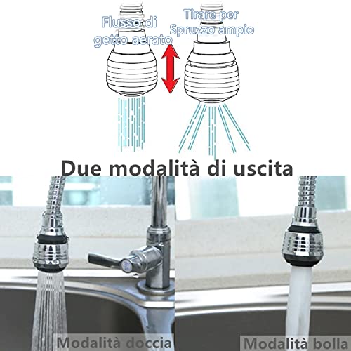 Norhogo Musluk uzatma hortumu, musluk hortumu, musluk perlatörü, 360° dönebilen filtre, musluk, mutfak ve banyo için
