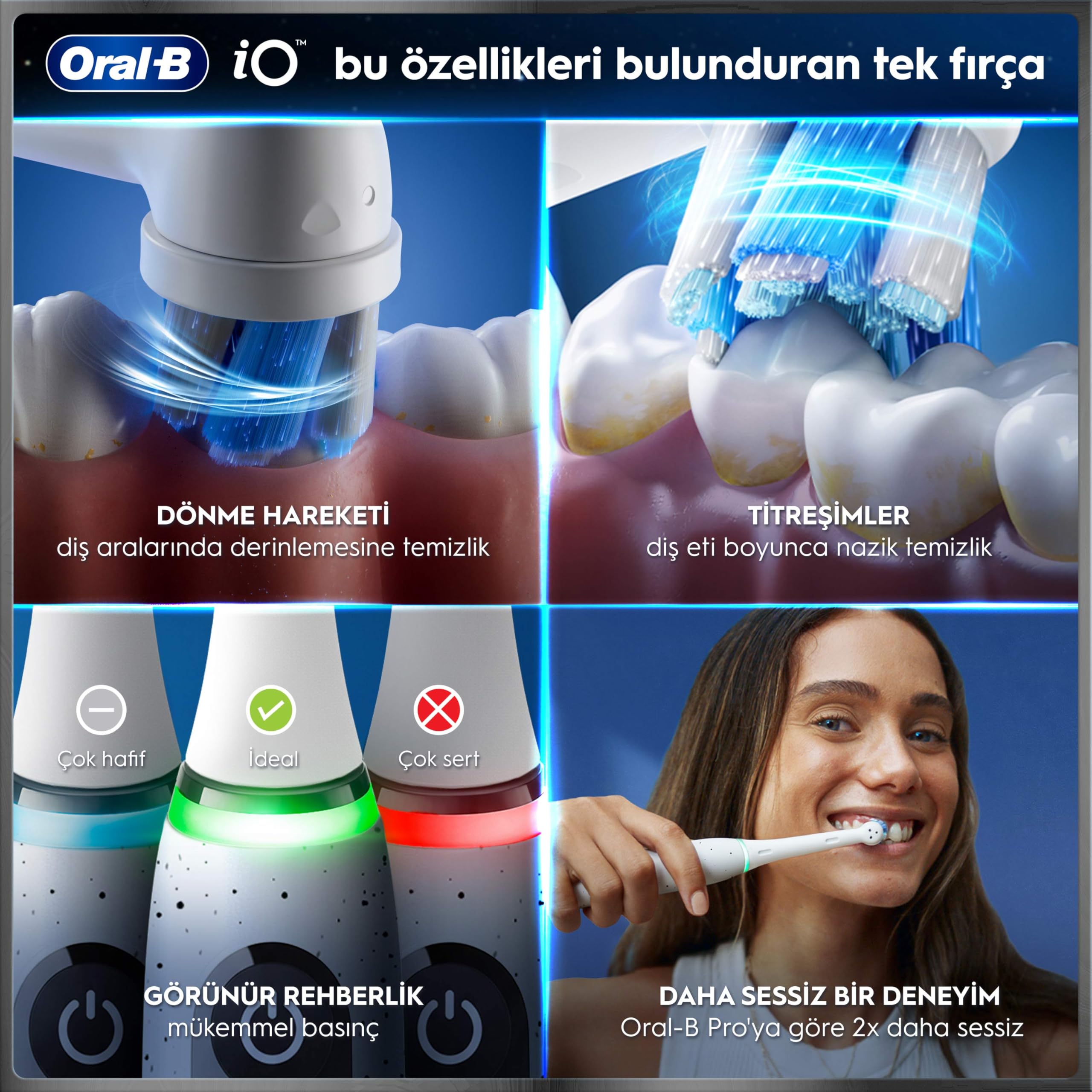 Oral-B iO10 Stardust White Şarjlı/Elektrikli Diş Fırçası, 1 Fırça Başlığı, Hızlı Manyetik Şarj Cihazı, Uzun Ömürlü Pil, Şarj Eden Seyahat Kabı