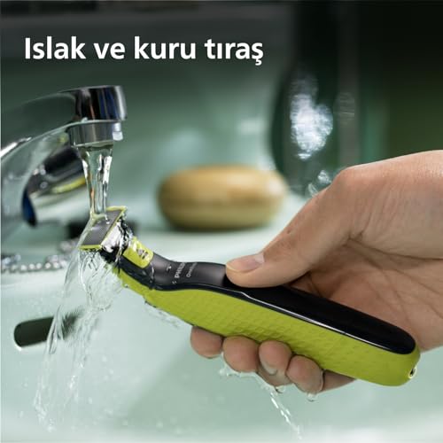 Philips OneBlade Yüz ve Vücut için Hibrit Tıraş Makinesi,Sakal Şekillendirici, Islak/Kuru Kullanım, 3 Kirli Sakal Tarağı, 1 Yedek Bıçak, Vücut Tarağı, Cilt Koruması, Çift Taraflı Bıçak, QP2824/10