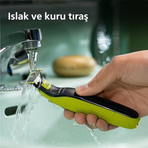 Philips OneBlade Yüz için Hibrit Tıraş Makinesi, Sakal Şekillendirici, Islak/Kuru Kullanım, 5’i 1 Arada Ayarlanabilir Tarak,Çift Taraflı Bıçak, 45 Dakika Kablosuz Performans, QP2724/20