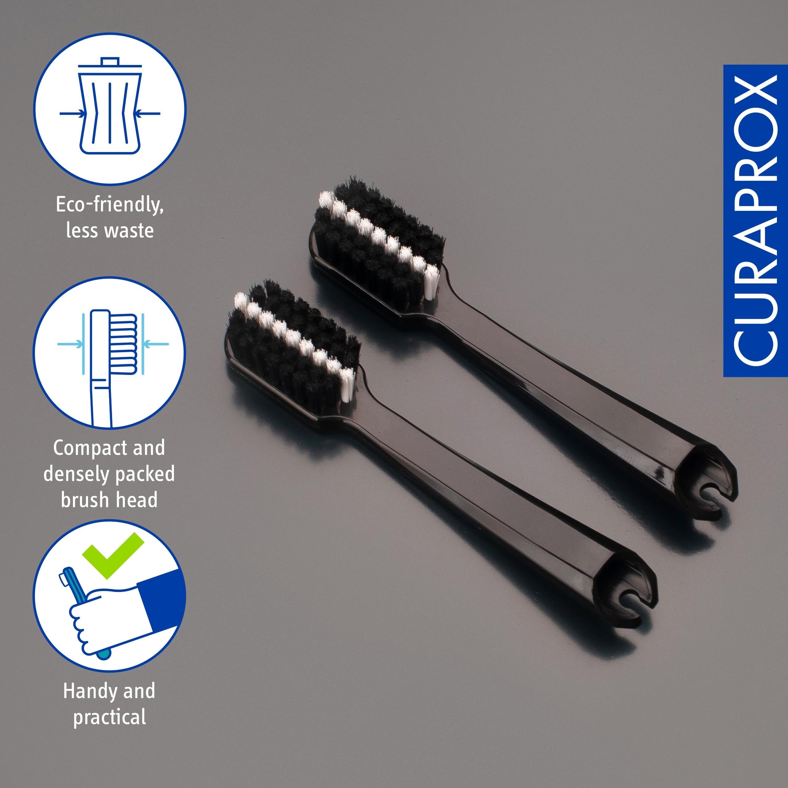 Curaprox Black is white travel refill brush heads, travel diş fırçası için, ikili paket