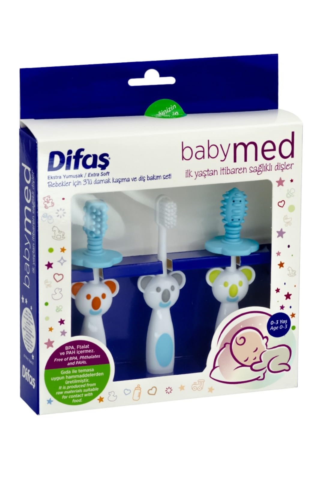 Difaş Baby Med Bebek Ağız Bakım Seti (Mavi)