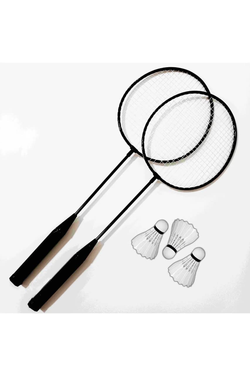 SLİPT Badminton Raket Seti Çok renkli, Tek beden, Unisex Sporcu raketi (2 raket 3 top) (Bordo)