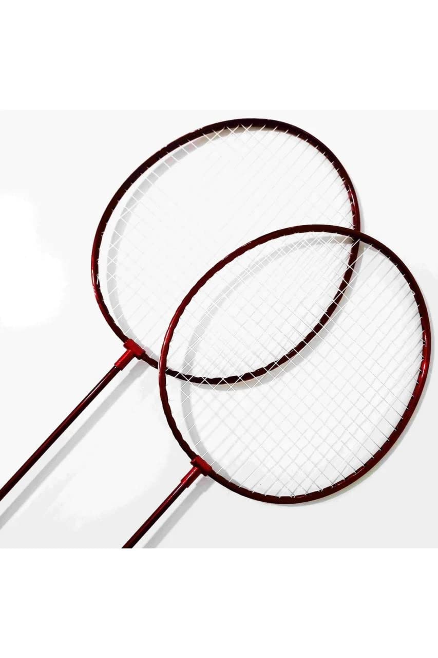 SLİPT Badminton Raket Seti Çok renkli, Tek beden, Unisex Sporcu raketi (2 raket 3 top) (Bordo)