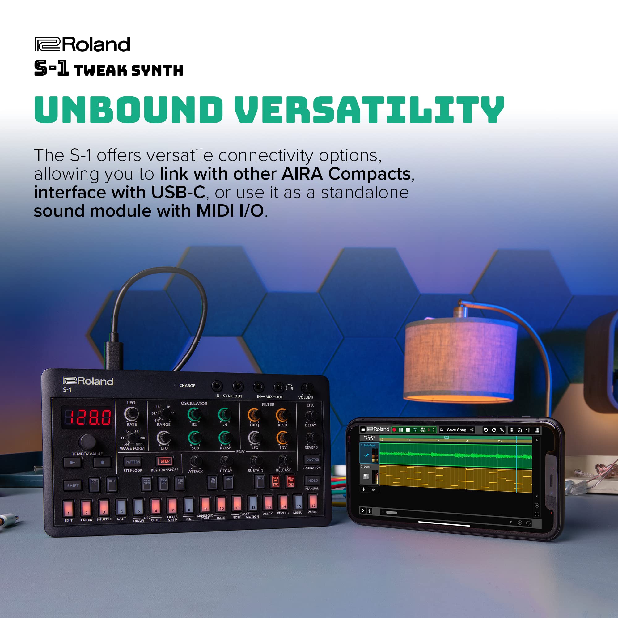 Roland AIRA Compact S-1 Tweak Synth | Modern Aletlerle Ultra Taşınabilir Mikro Polisentezleyici | D-Motion Ses Kontrolü | 4,5 Saat Kablosuz Pil Çalışması | Hafif ve Sağlam