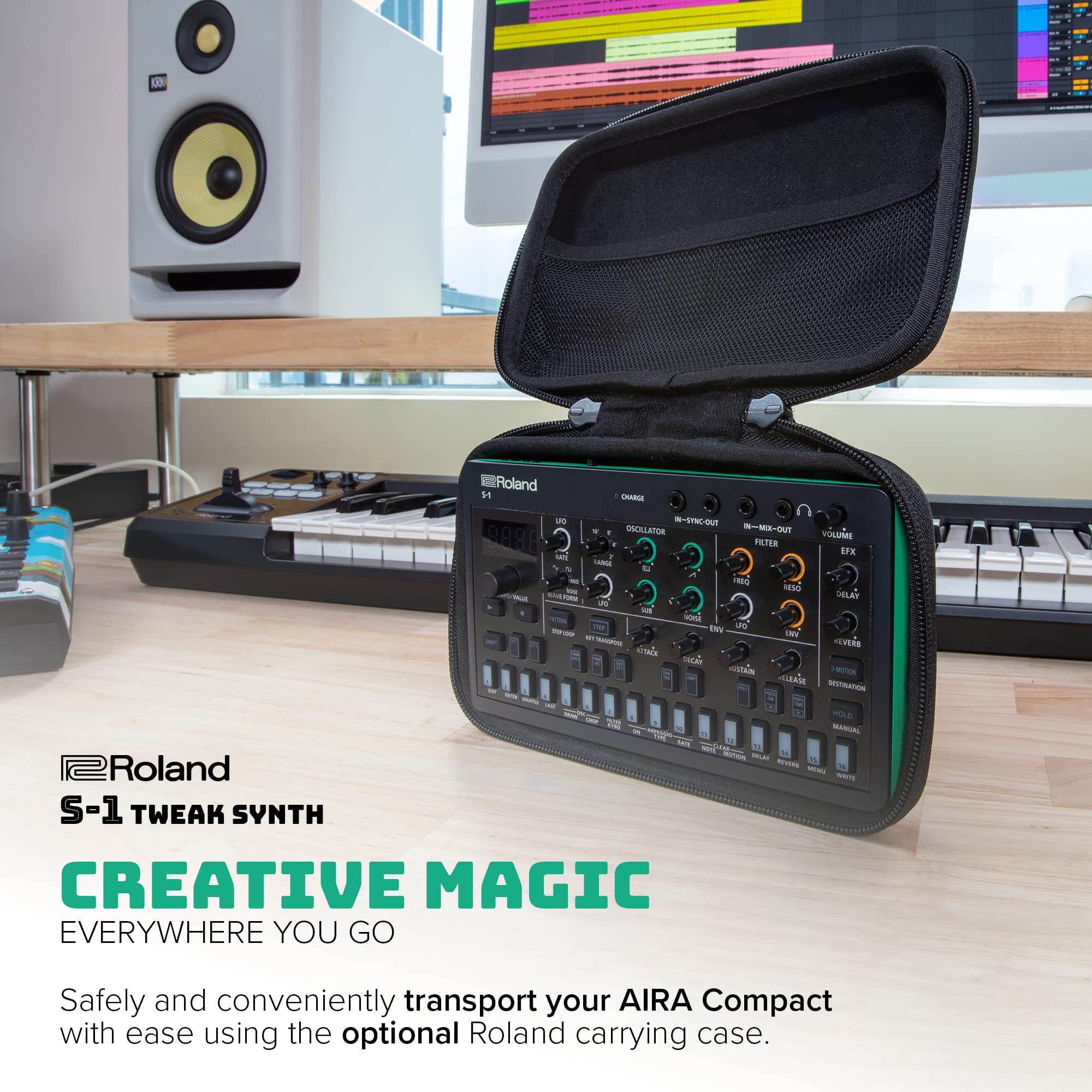 Roland AIRA Compact S-1 Tweak Synth | Modern Aletlerle Ultra Taşınabilir Mikro Polisentezleyici | D-Motion Ses Kontrolü | 4,5 Saat Kablosuz Pil Çalışması | Hafif ve Sağlam