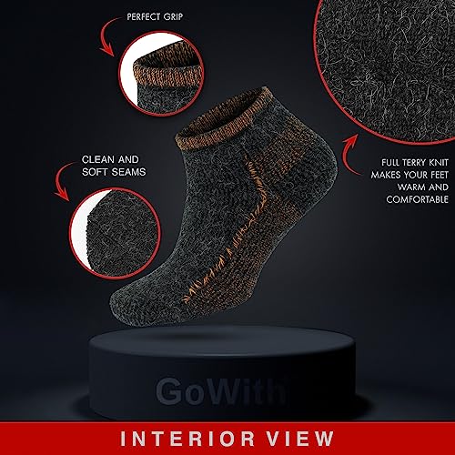 GoWith Unisex Alpaka Yünlü Termal Tam Havlulu Yürüyüş Outdoor Hiking Ayak Bileği Boyu Kısa Patik Çorap 6007