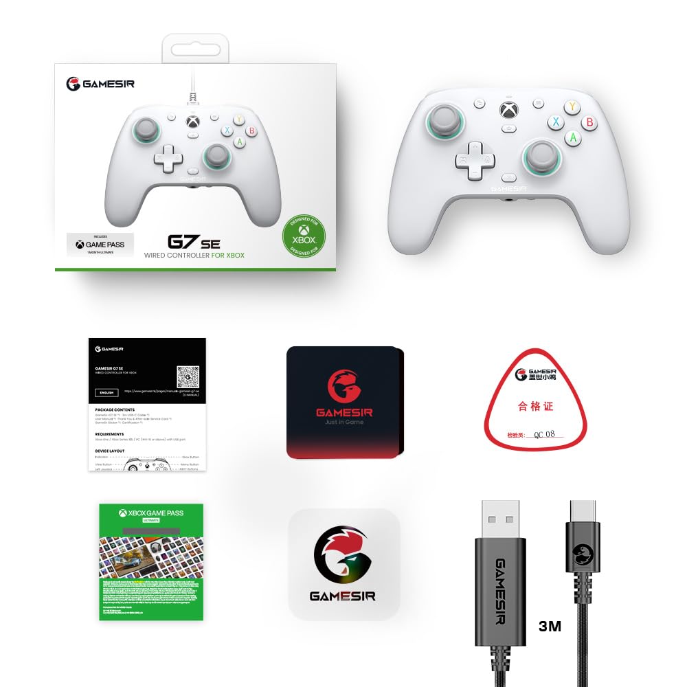 GameSir G7 SE bedrade controller voor Xbox Series X|S, Xbox-controller met Hall-effectdetectie-joystick, werkt met Xbox One en Windows 10/11, officieel gelicentieerd voor Xbox