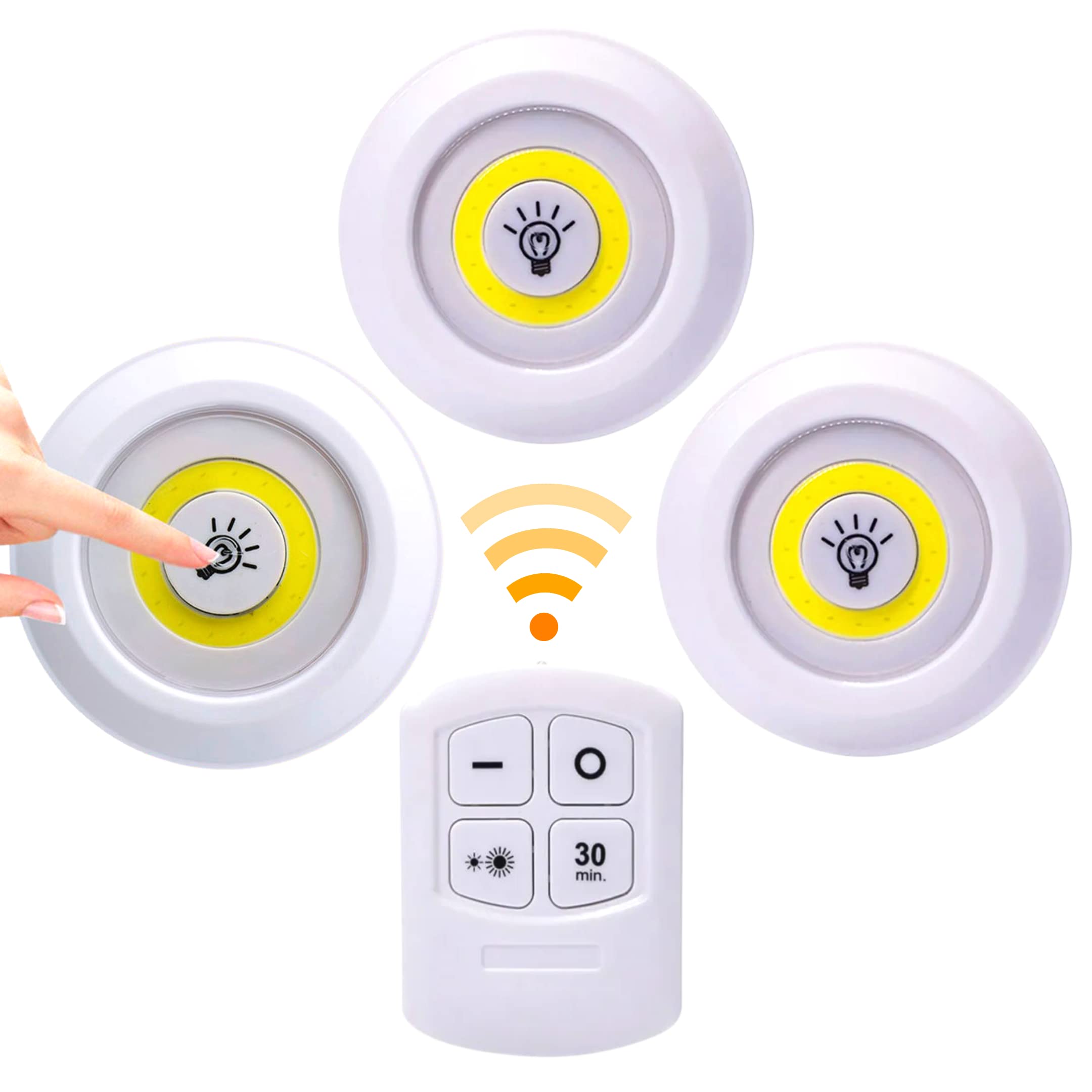 LED ışık, yapışkan, kablosuz aydınlatma için, 3 LED, pille çalışan, kablosuz, iç mekan, dolaplar, mutfak, yatak odası, prizsiz banyo için