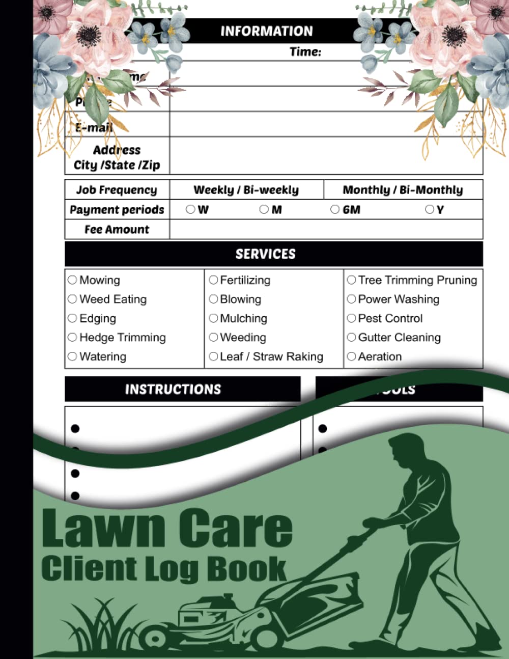 Lawn Care Client Log Book: Keep Track of Your Clients' Appointments and Information, 120 Pages, 8.5 x 11 inches - Lawn Care Planner and Garden Organizer