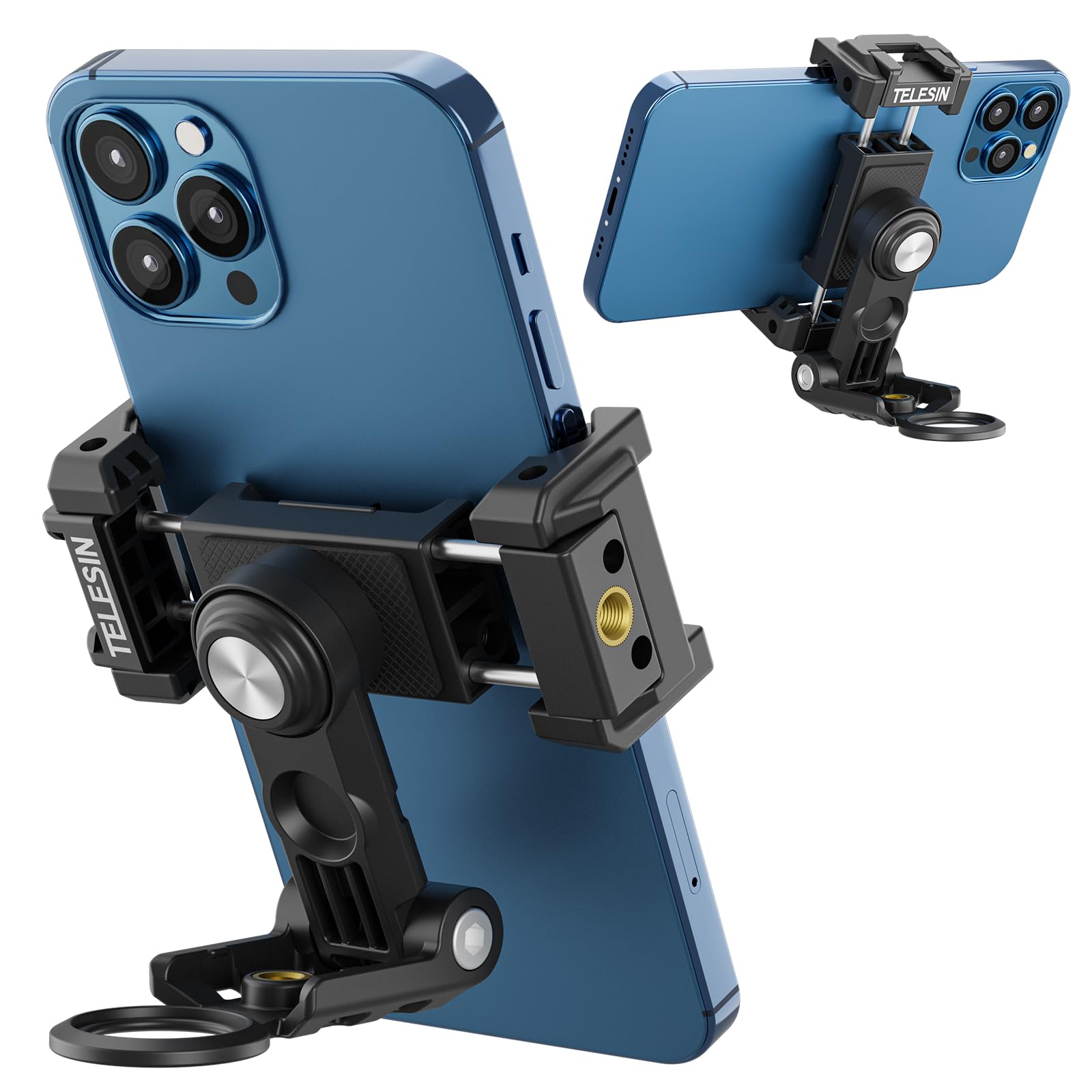 TELESIN Telefon Tripod Montaj Tutucu Adaptör Klipsi, Soğuk Ayakkabılı Ayarlanabilir Cep Telefonu Sta