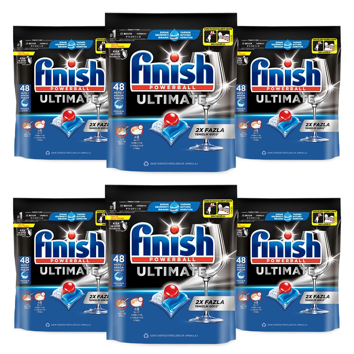 Finish Ultimate Bulaşık Makinesi Deterjanı Tableti 6 x 48 Kapsül, 288 Tablet