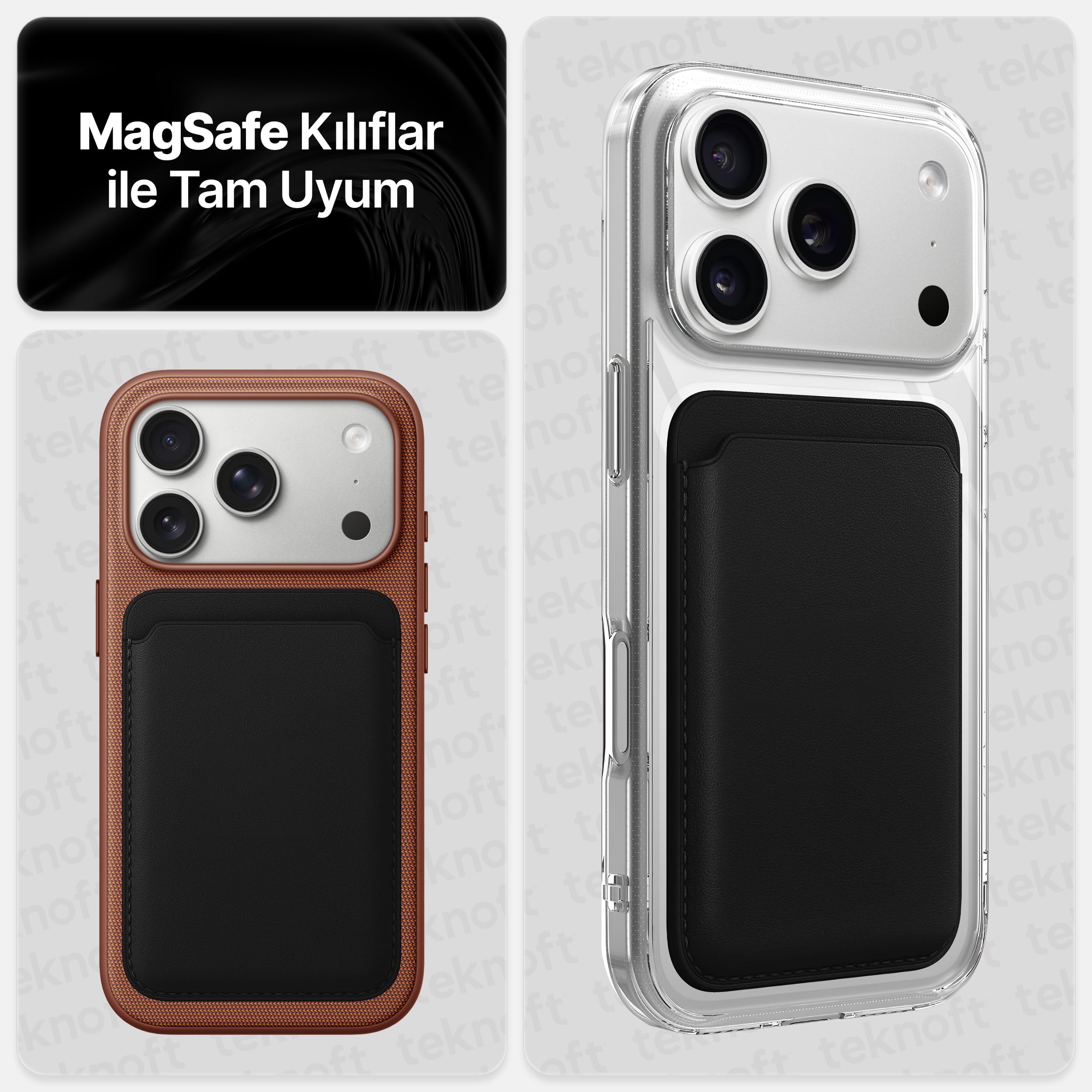 Teknoft iPhone 17/16/15/14/13/12 Serisi için Güçlü Manyetik Özellikli Magsafe Aksesuarlarıyla Uyumlu