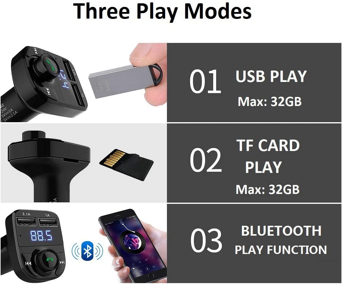 X8 Transmitter, Bluetooth Araç Kiti, Şarj Cihazı