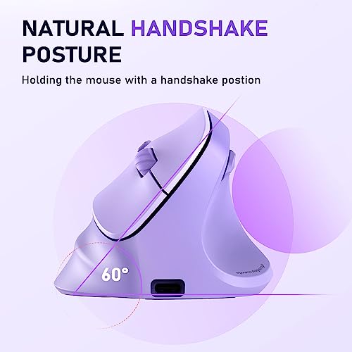 MEETION Ergonomik fare, kablosuz dikey fare RGB arkadan aydınlatmalı şarj edilebilir fare, Bluetooth (5.2 + 3.0) ve USB-A USB-C adaptörlü 4 ayarlanabilir DPI uyumlu Mac/Windows/Andriod/PC/Tablet/iPad