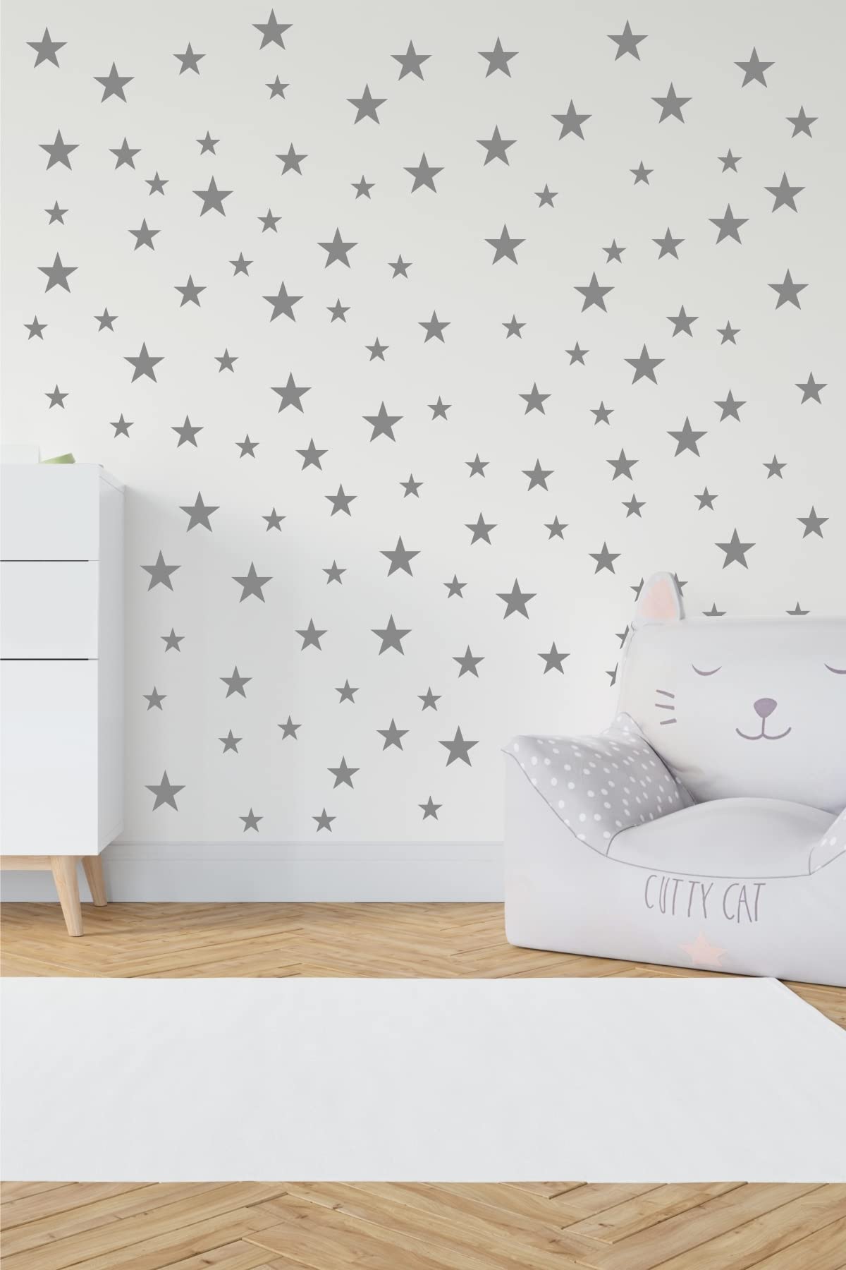 milyardabir Bebek Odası Sticker Yıldız Etiket, Çocuk Odası Sticker, Dekoratif Etiket, Gri (gri)