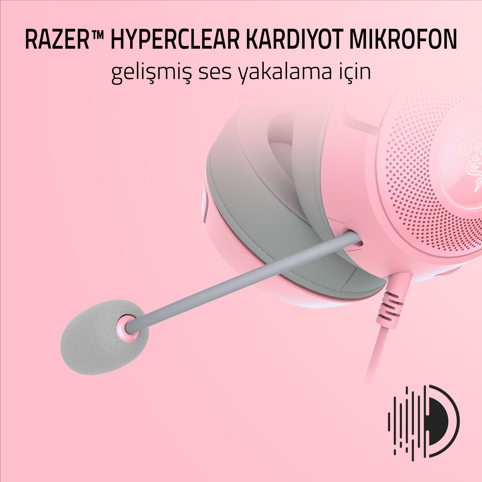 Razer Kraken Kitty V2 - Kablolu RGB Kulaklık Kedi Kulaklı (Reaktif Akış Aydınlatması, Razer HyperClear Mikro, TriForce 40 mm Sürücü, 7.1 Surround Ses) Kuvars