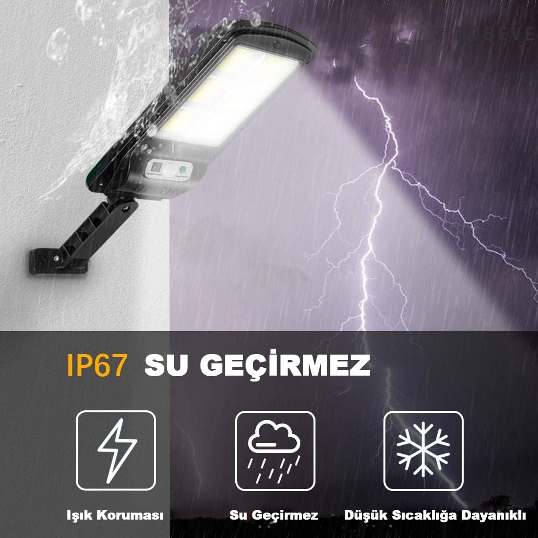 ROBEVE Solar Güneş Enerjili Bahçe Led Aydınlatma 120 Led Aydınlatma Uzaktan Kumandalı Hareket Sensörlü Gece Sensörlü Led Işık Bahçe Led Aydınlatması