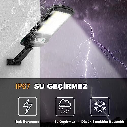 ROBEVE Solar Güneş Enerjili Bahçe Led Aydınlatma 120 Led Aydınlatma Uzaktan Kumandalı Hareket Sensörlü Gece Sensörlü Led Işık Bahçe Led Aydınlatması