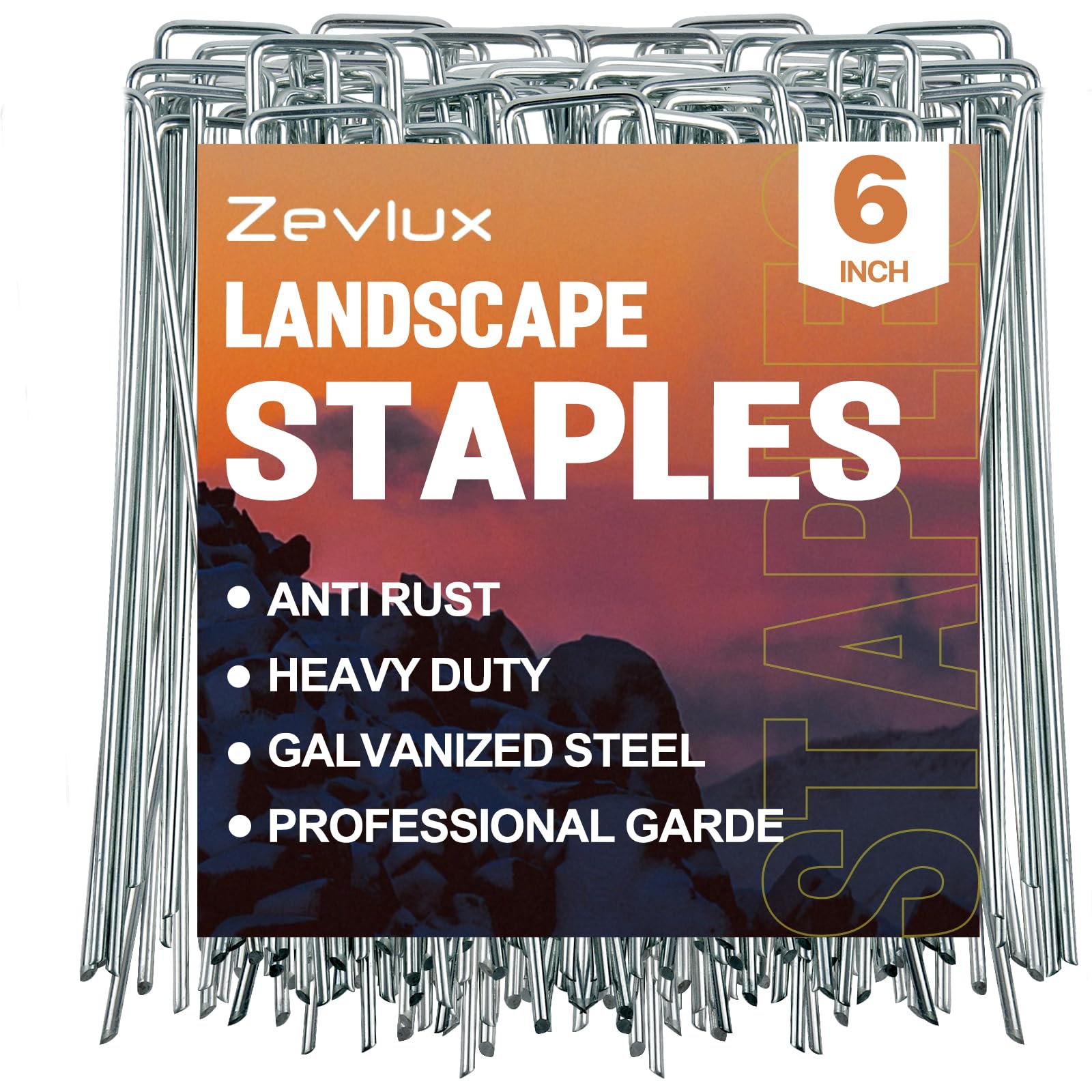 Zevlux Peyzaj Zımbaları 6 İnç 80 adet Bahçe Zımbası 10 Ayar Galvanizli Kazık, Çitler, Çimler, Yabani Ot Bariyerleri ve Peyzaj Kumaşları için Ağır Hizmet Tipi Çim Pimleri, Ağ (80 adet)