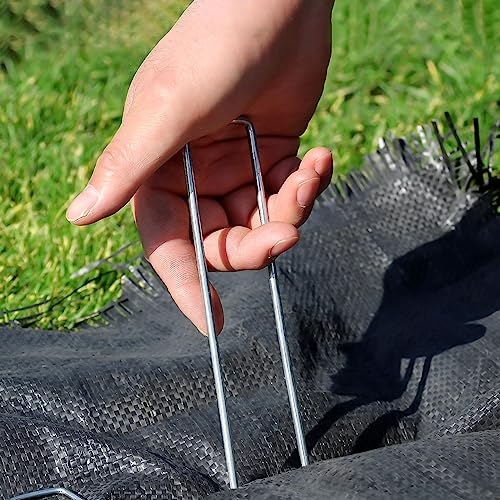 Zevlux Peyzaj Zımbaları 6 İnç 80 adet Bahçe Zımbası 10 Ayar Galvanizli Kazık, Çitler, Çimler, Yabani Ot Bariyerleri ve Peyzaj Kumaşları için Ağır Hizmet Tipi Çim Pimleri, Ağ (80 adet)