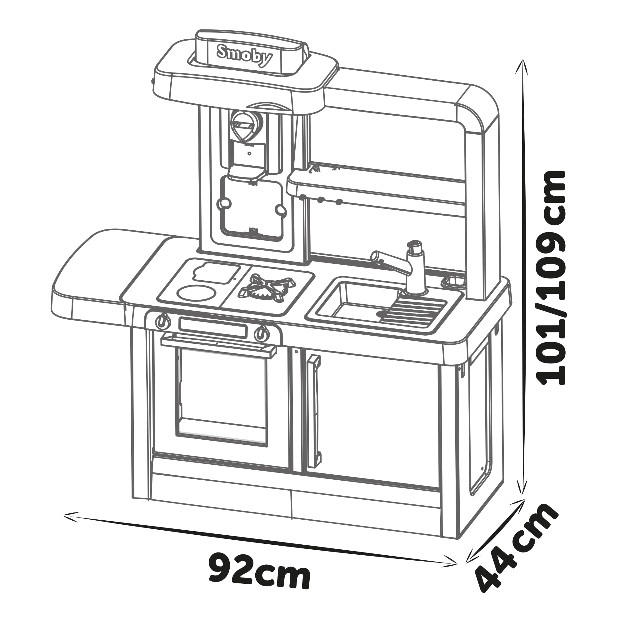 Smoby, 312308, Tefal Evo Mutfak, Ayarlanabilir Tezgah Boyu, Oyuncak Mutfak Aletleri, Çoklu Aksesuar, Fonksiyonel, Elektronik Ses Modüllü, Pilli