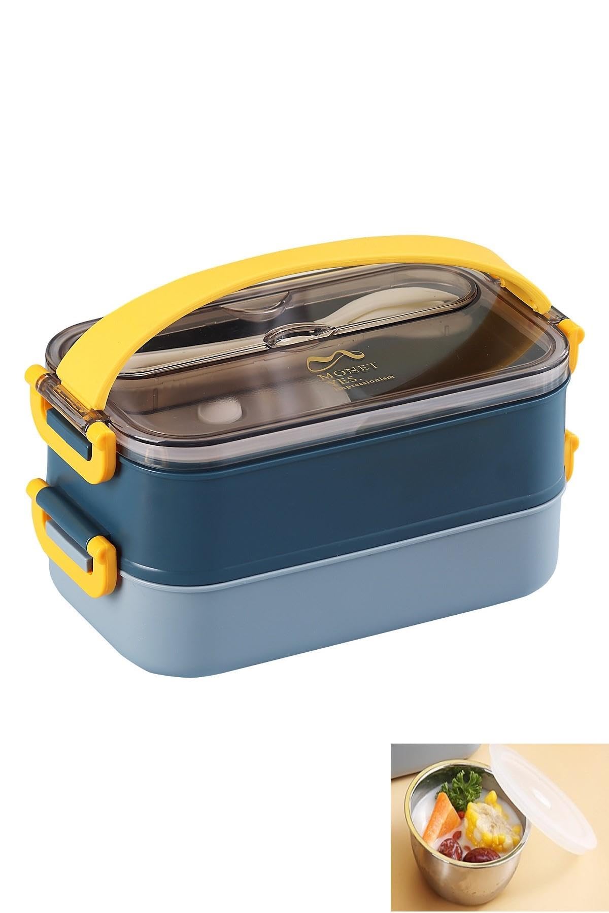 Vagonlife Bento Lunch Box Ofis-Okul İçin Yeni Nesil Sefer Tası -Çorba Kaseli Model-Paslanmaz Çelik Lacivert