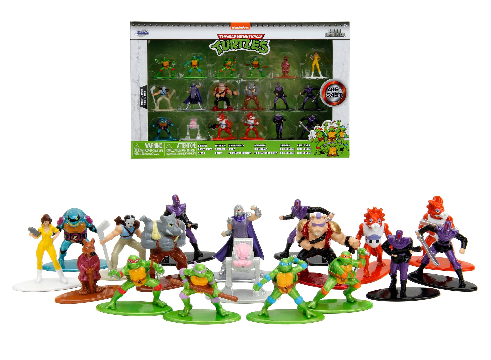 Jada, 253285004, Turtles Multi Paket, Die-Cast (Metal), Nano Koleksiyon Figürleri, 18 Parça/Set, 4 Cm, 1,65 inç