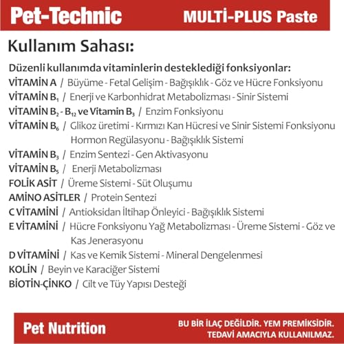 Pet-Technic Multi Plus Paste – Kedi ve Köpekler İçin Günlük Multivitamin ve Mineral Destekli Takviye Macunu – 100g