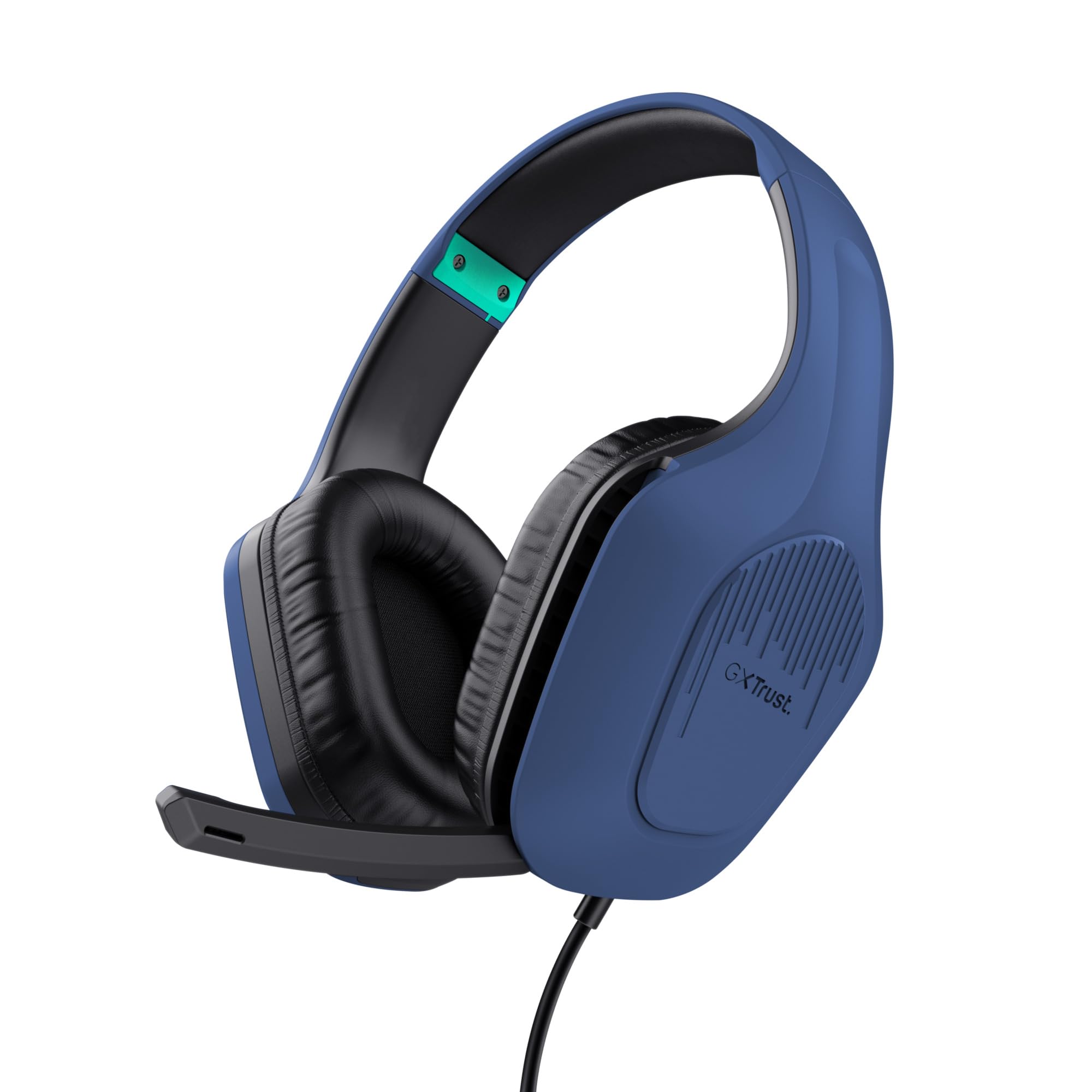 Trust Gaming GXT 415B Zirox Hafif Oyun Kulaklığı, 50 mm Sürücülü PC, Xbox, PS4, PS5, Anahtar, Mobil, 3,5 mm Ses Jakı, 2 m Kablo, Kulak Üstü Mikrofonlu Kulaklık, Mavi