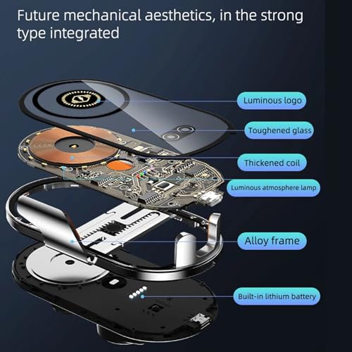 NATUNE Cyberpunk Kablosuz Araç Şarj Cihazı Montajı, 15 W Hızlı Şarj, Araba Havalandırma için Otomatik Sıkıştırmalı Telefon Montajı, iPhone15/14/13/12/11/X/8 Serisi/Samsung Galaxy Telefonları için
