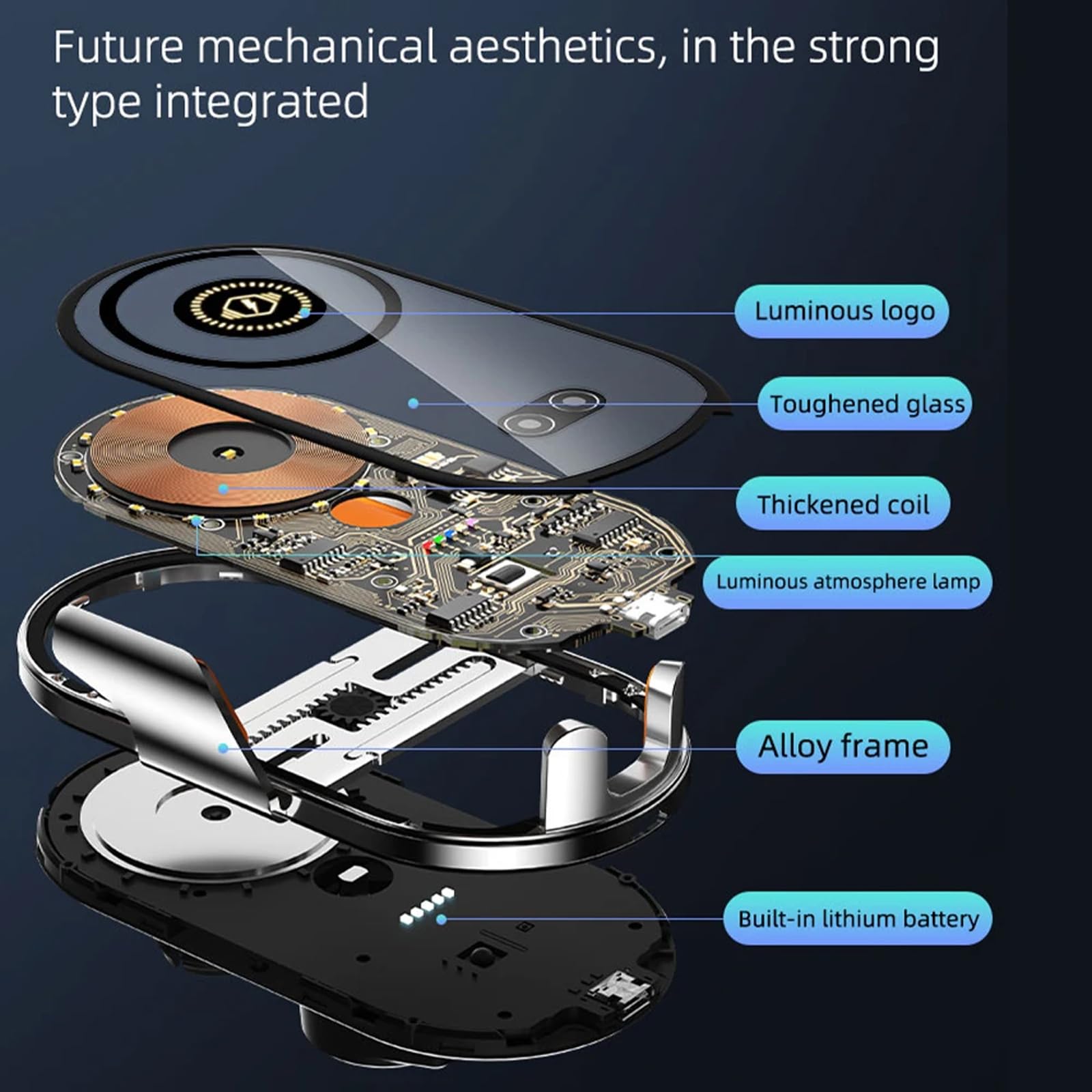 NATUNE Cyberpunk Kablosuz Araç Şarj Cihazı Montajı, 15 W Hızlı Şarj, Araba Havalandırma için Otomatik Sıkıştırmalı Telefon Montajı, iPhone15/14/13/12/11/X/8 Serisi/Samsung Galaxy Telefonları için