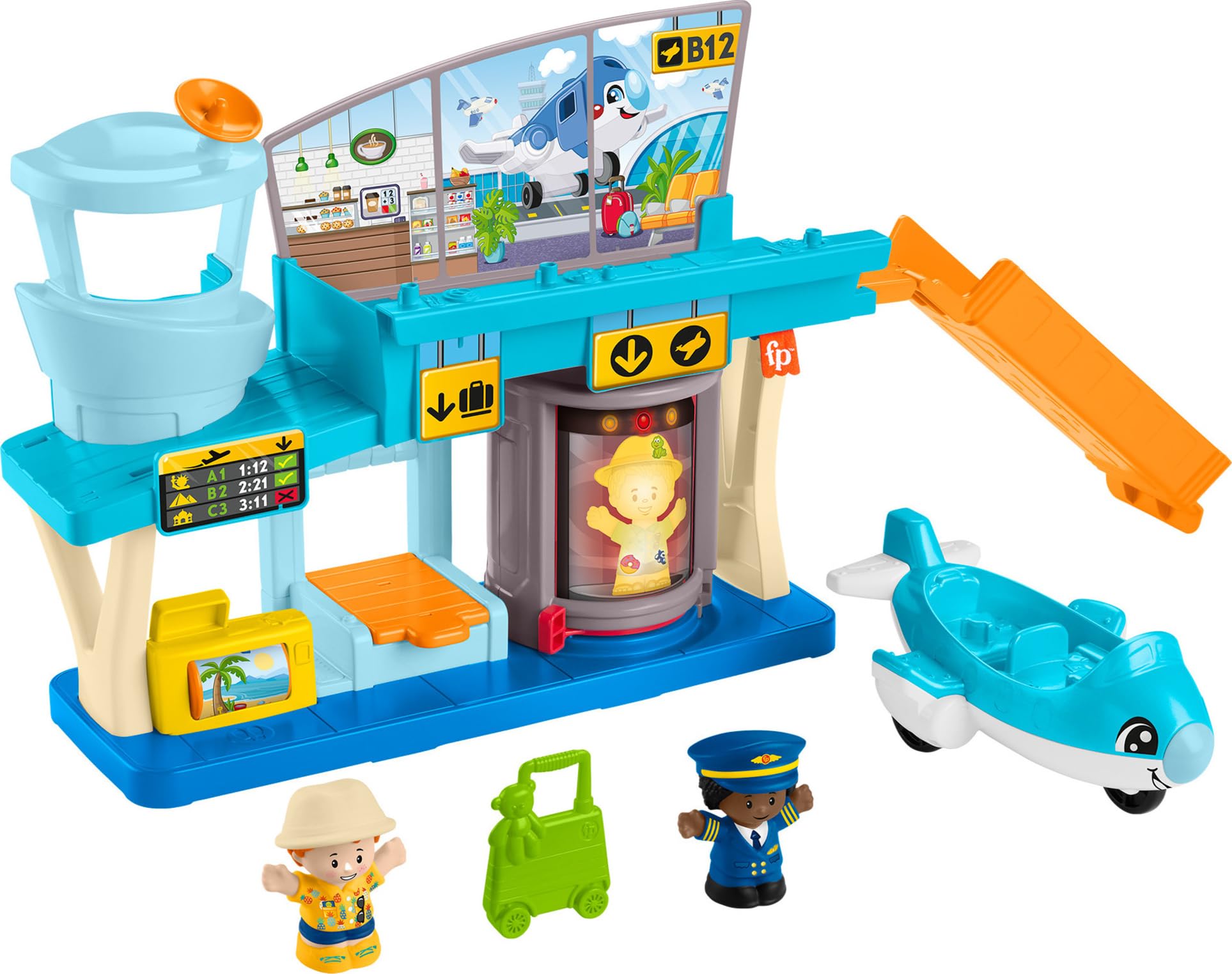 Fisher-Price Little People Eğlenceli Havaalanı Fisher-Price Little People Eğlenceli Havaalanı, uçak ve 3 oyun aksesuarı, bebekler için oyun seti HTJ26