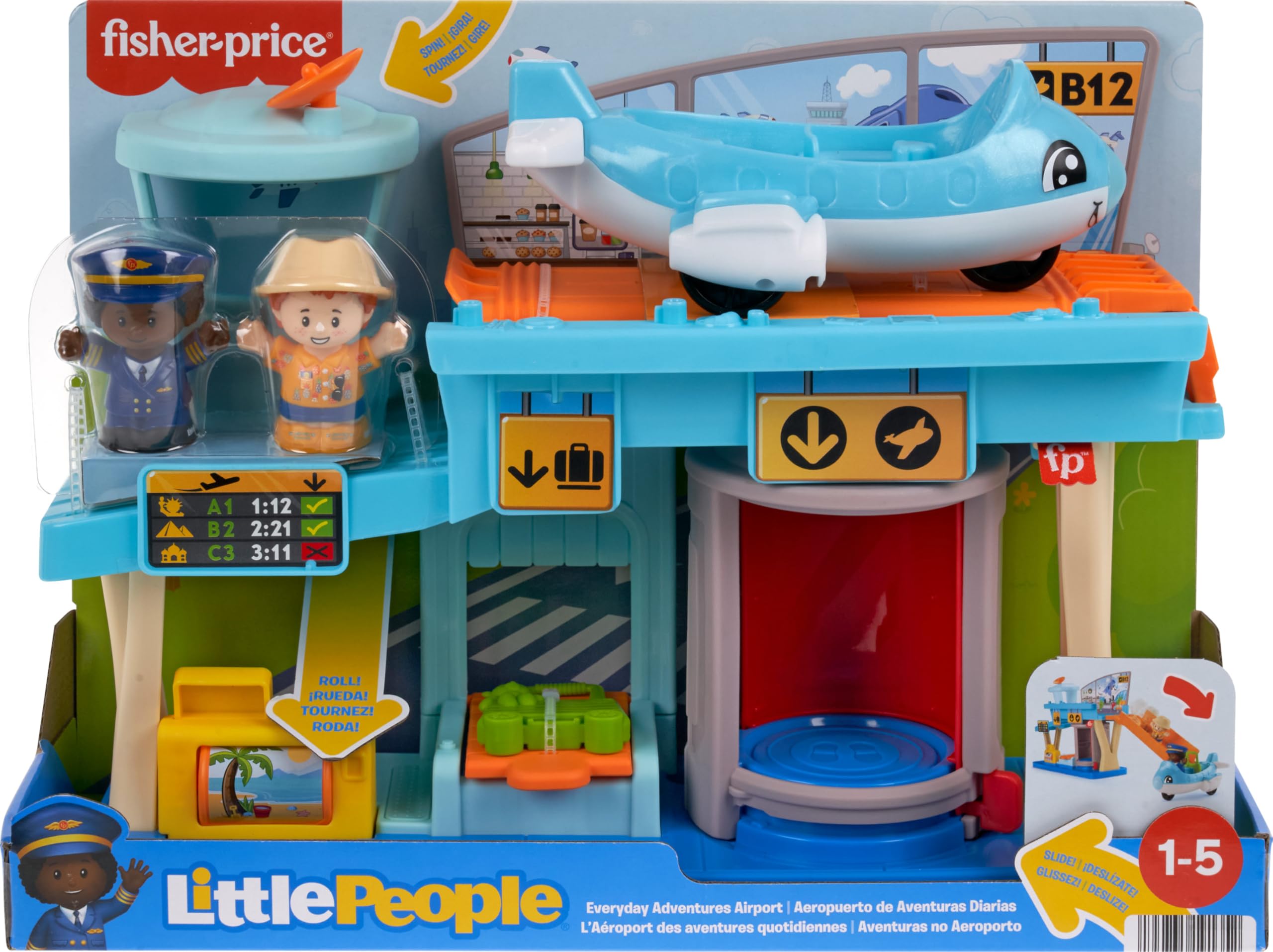 Fisher-Price Little People Eğlenceli Havaalanı Fisher-Price Little People Eğlenceli Havaalanı, uçak ve 3 oyun aksesuarı, bebekler için oyun seti HTJ26