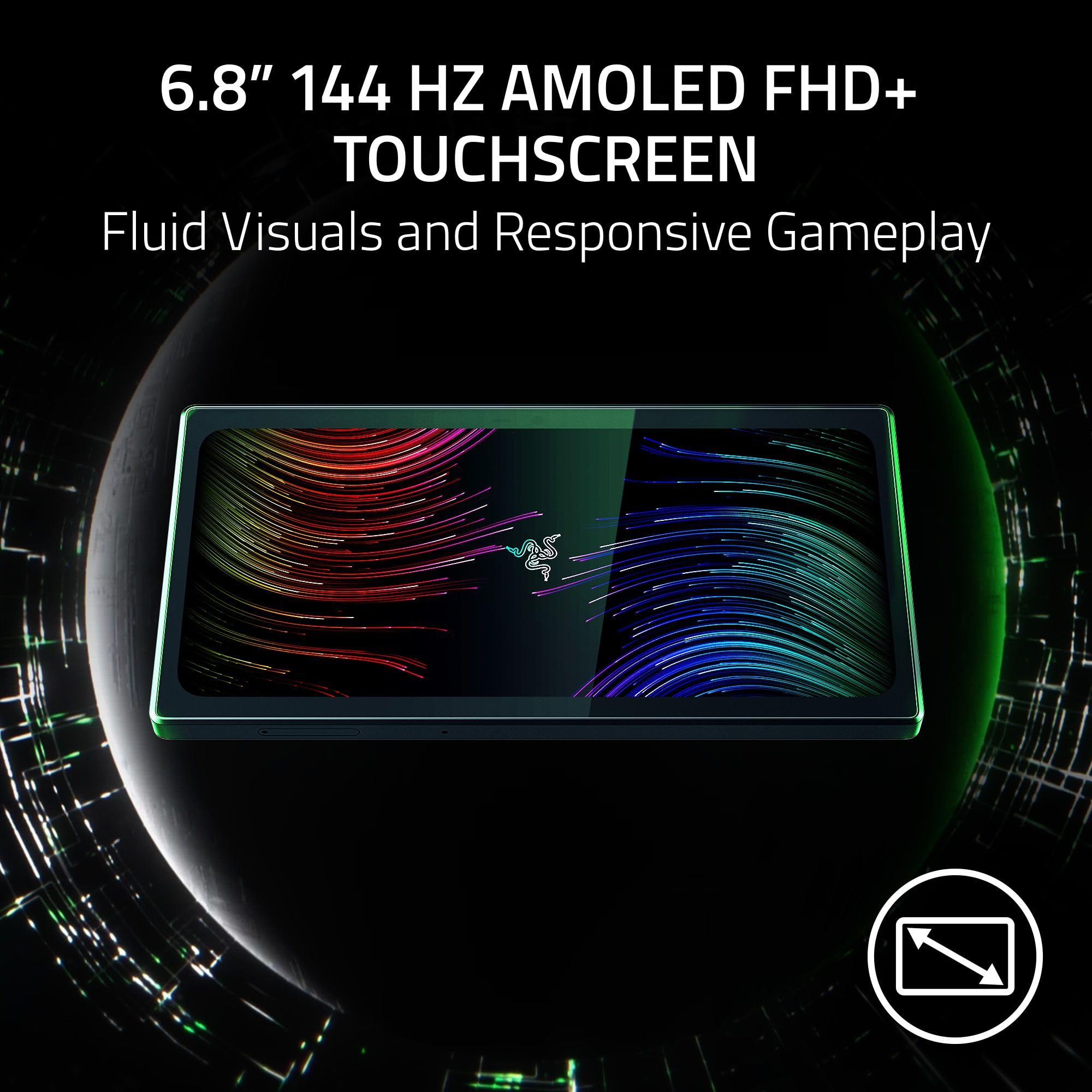 Razer Edge – Android oyun el cihazı, Kishi V2 Pro Controller (Snapdragon G3X Gen1, 6,8 inç büyük AMOLED FHD+ dokunmatik ekran, 144 Hz, HyperSense dokunma hissi, PC, Xbox ve bulut oyun) siyah