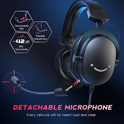 FIFINE 3,5 mm Ses Jaklı Oyun USB Kulaklığı, 7.1 Surround Ses, Çıkarılabilir Mikrofon, Ses Kontrolü, Kablolu Kulaklıklar Siyah PS5/PS4/Anahtar/XBOX denetleyici H9 için