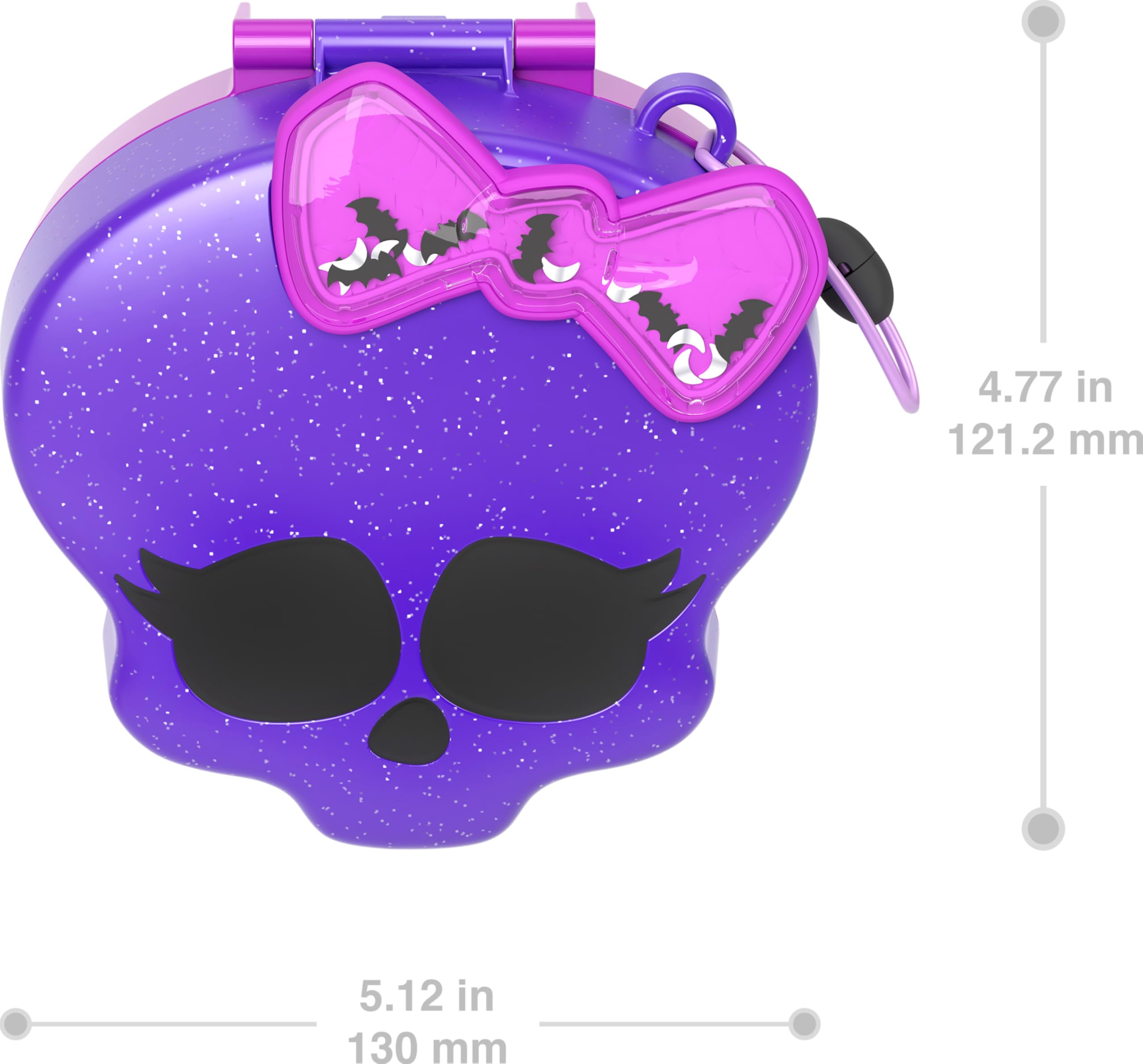 POLLY POCKET™ Monster High Temalı Kompakt Oyun Seti 3 mikro bebek ve 10 aksesuar bulunan, açıldığında liseye dönüşen Polly Pocket Monster High Kompakt Oyun Seti HVV58