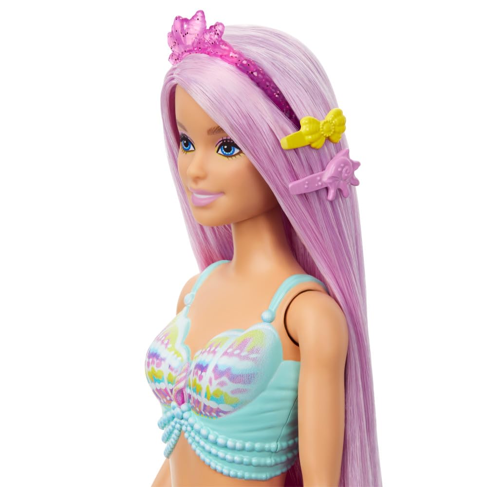 Barbie Uzun Saçlı Muhteşem Deniz Kızı 17 cm uzunluğunda renkli saçlı deniz kızı ​Barbie ile saç şekillendirme oyunlarına uygun aksesuarlar HRR00