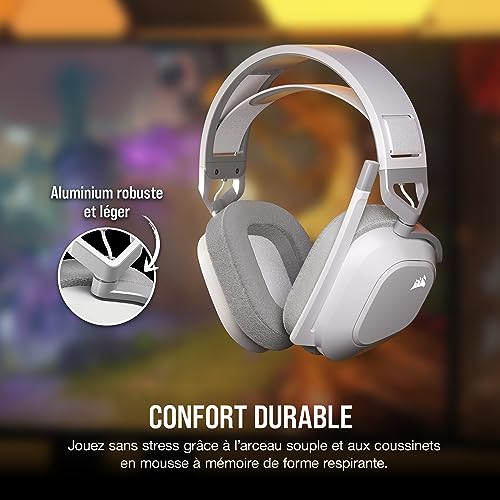 Corsair HS80 MAX kablosuz çoklu platform oyun kulaklığı, Bluetooth'lu - Dolby Atmos - yayın kalitesinde mikrofon - iCUE uyumlu - PC, Mac, PS5, PS4, Mobile - Beyaz