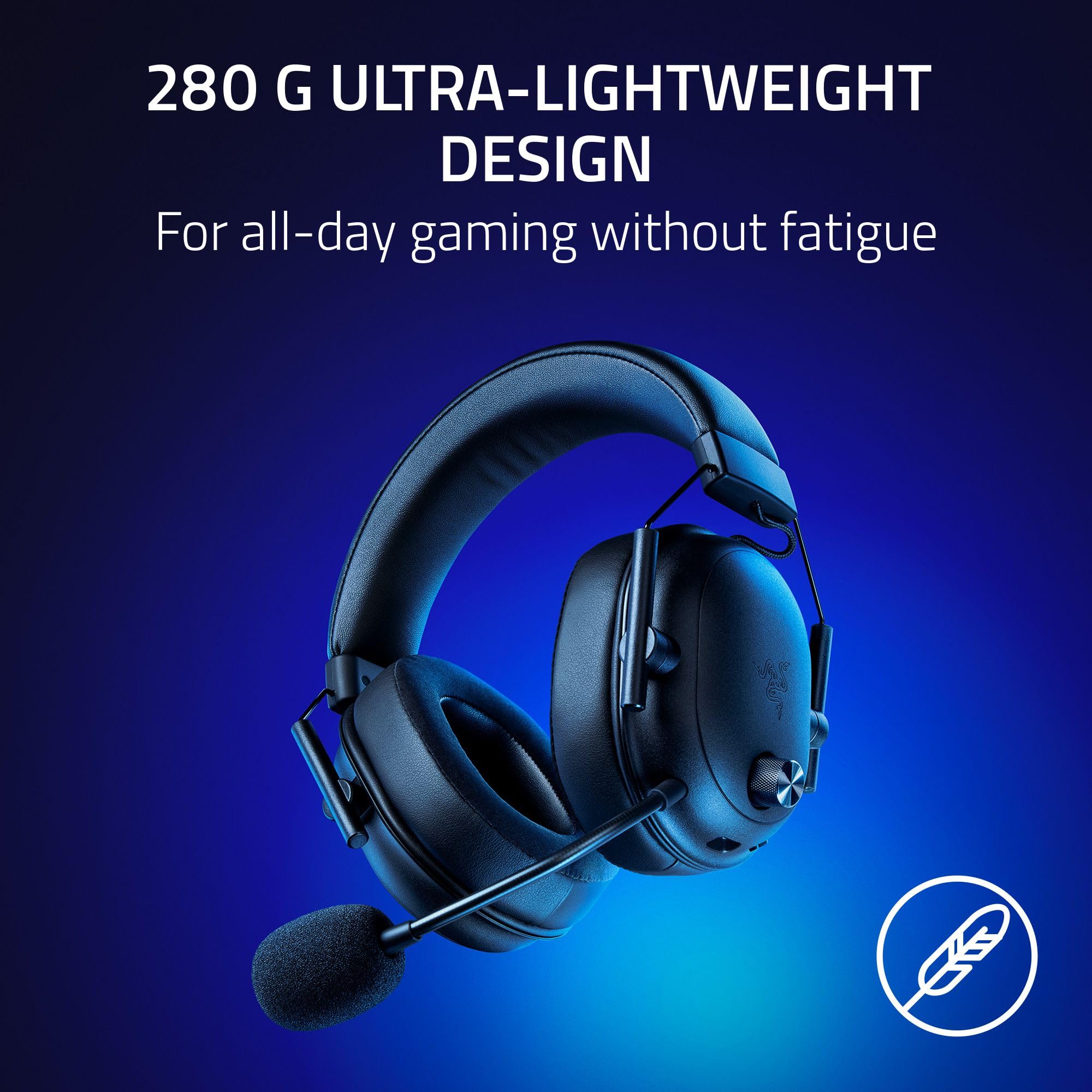 Razer BlackShark V2 HyperSpeed - PC Kablosuz Ultra Hafif E-Spor Kulaklık (280 g, HyperClear Süper Geniş Bant Mik, TriForce Titanium 50 mm Sürücü) Siyah