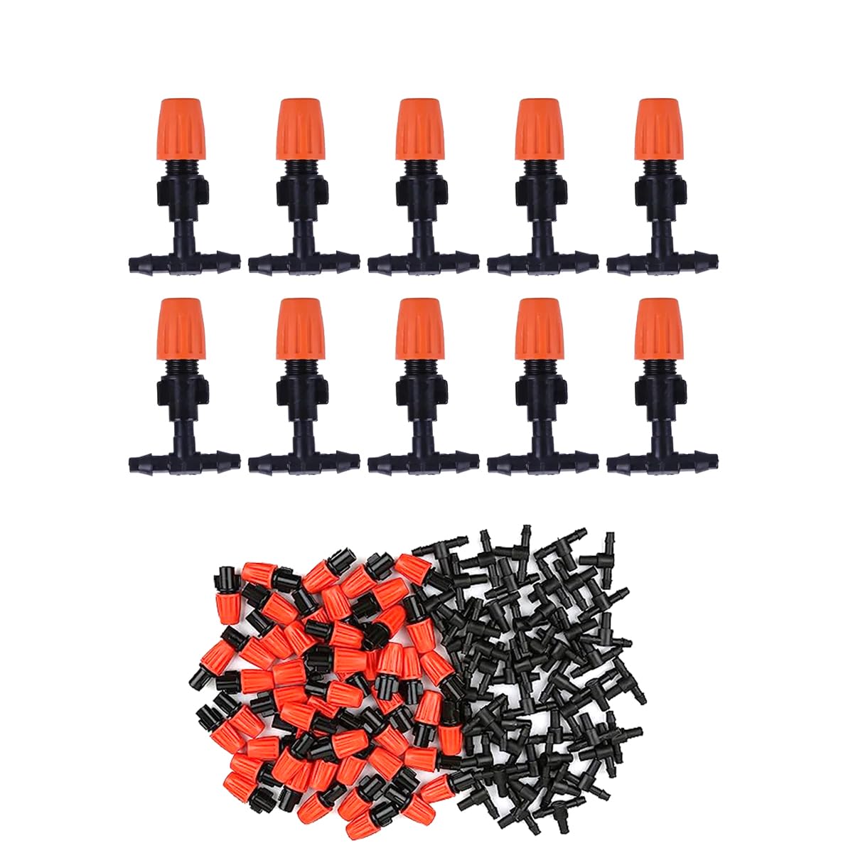 YOWPEY 80 adet 1/4 "inç ayarlanabilir sulama mikro sprey yayıcı üç yönlü atomize Tee konektörü damla sulama aksesuarı bahçe çim çiçek yatağı sulama sistemi sulama sistemi sulama